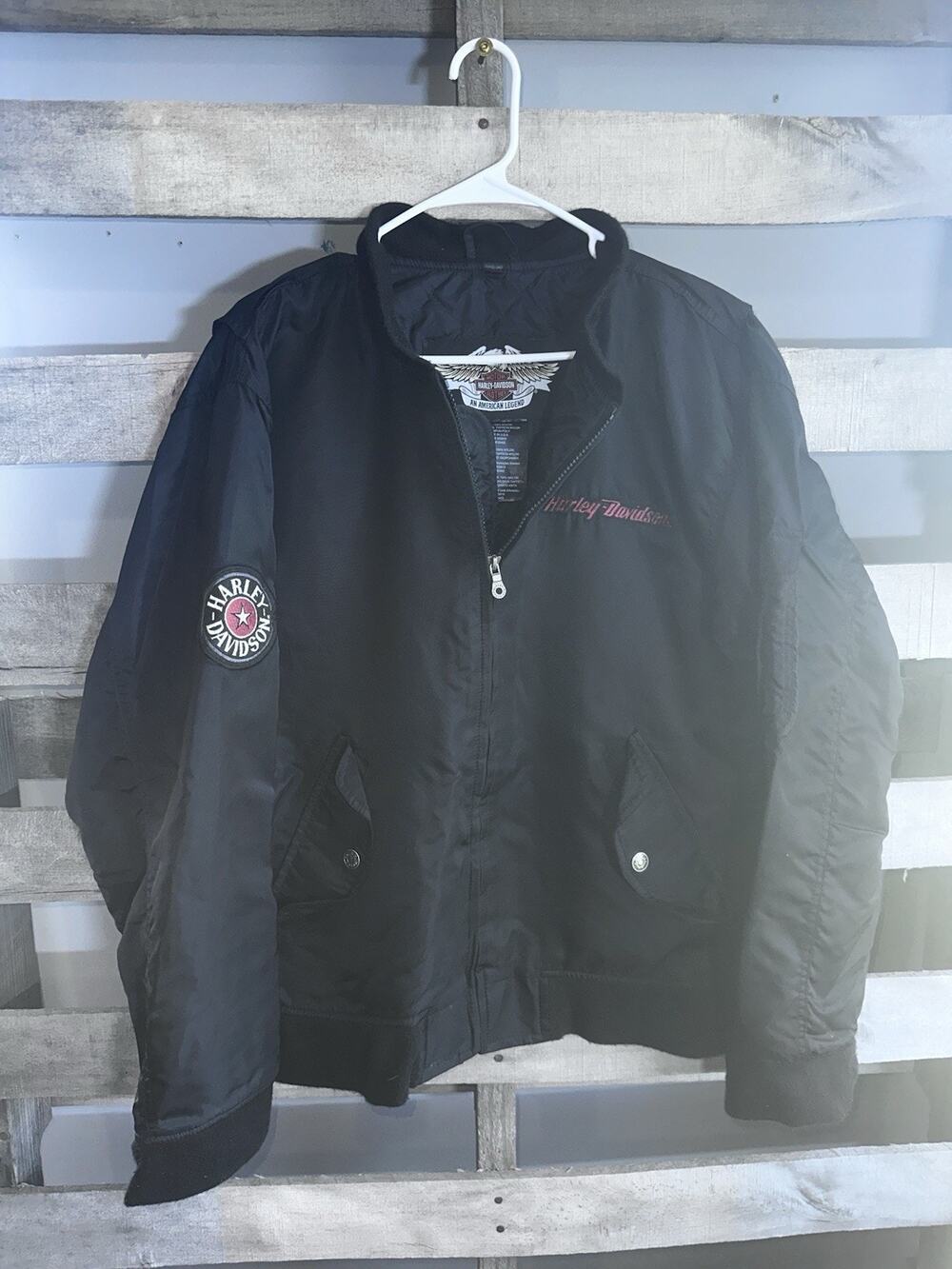 Harley Davidson Ladies Size Medium Black Nylon Lightweight Riding Jacket